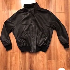 Bally Italian leather and suede reversible bomber